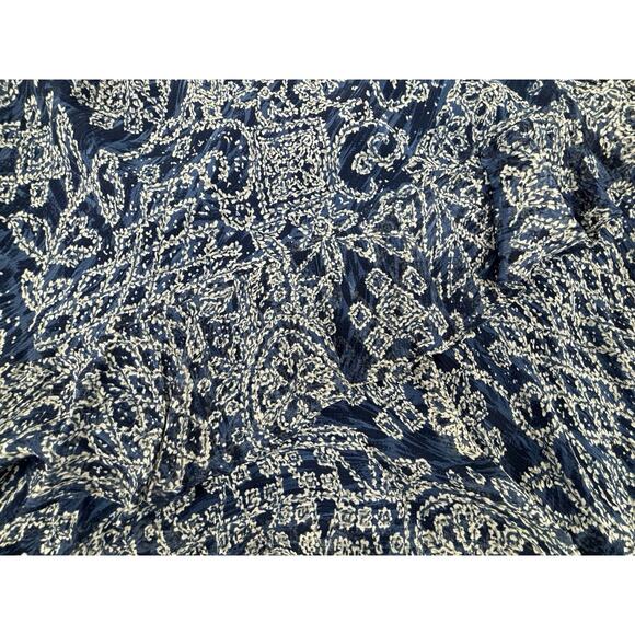 Lauren Ralph Lauren Silk Skirt Large Midi Ruffle Abstract Navy Boho Whimsigoth‎ - Picture 3 of 7